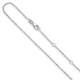 14K White Gold  1.25mm Singapore 1in+1in Adjustable Chain